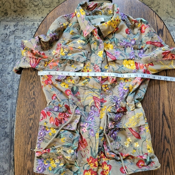 H&M Army Green Floral Utility Zip-Up Jacket Size Women's 4 - Picture 9 of 14